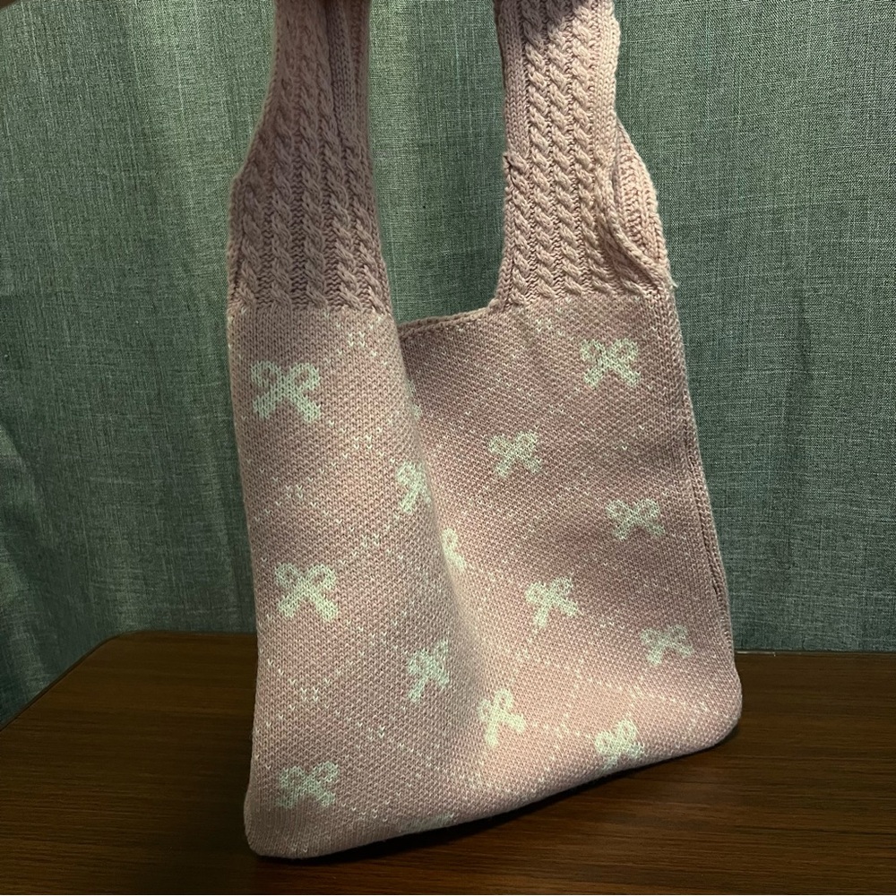 Pink Bow Sweater Tote Bag